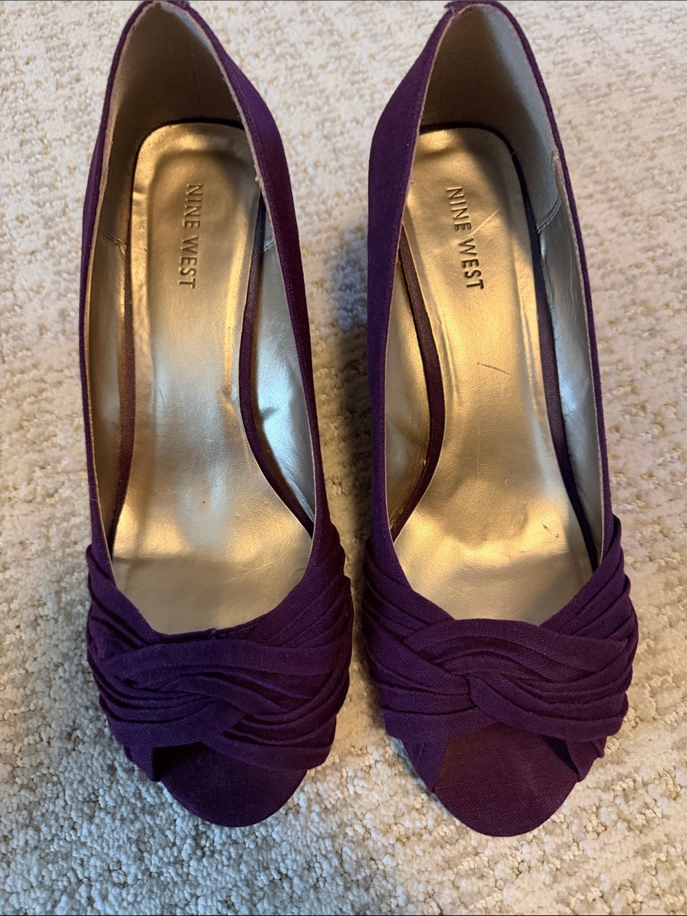 Nine West Deep Purple Knotted Peep-Toe Heels